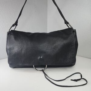 Miu Miu Black Leather Shoulder Bag 2000s Hobo Flap Ring Detail Italy Rare Purse